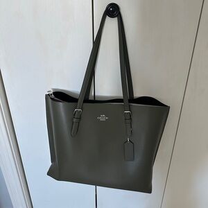 Coach olive green zip up MOLLIE tote bag